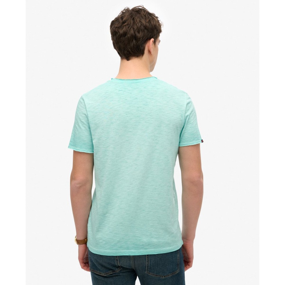 T-shirt Slub à Bords Bruts bleu ciel azur, SUPERDRY