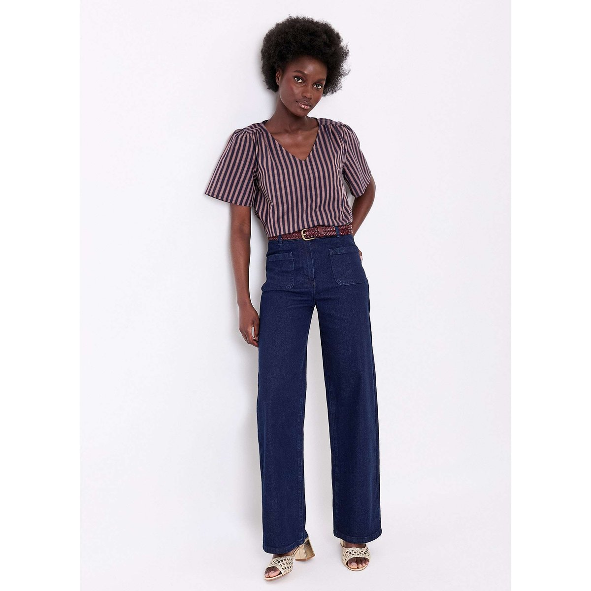 Jean large denim coton stretch MAYA bleu denim maya, LA FIANCÉE
