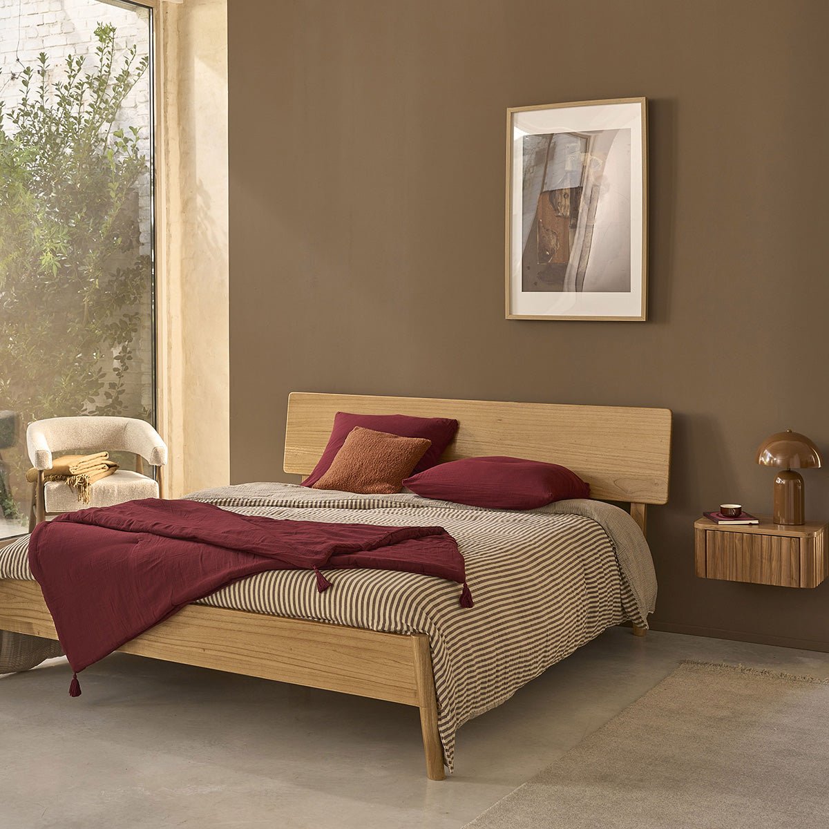 Lit en mindi 160 cm avec sommier MAIA naturel, BERAH GETAH