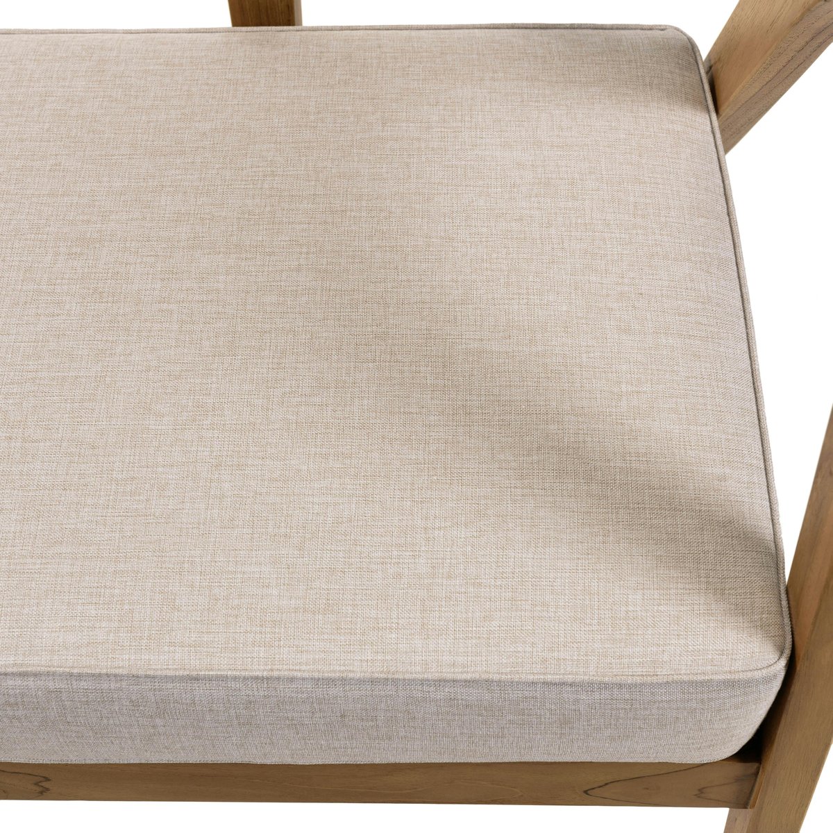 Canapé exotique 2 places dossier cannage teck et coussin gris MANAK bois naturel, PIER IMPORT