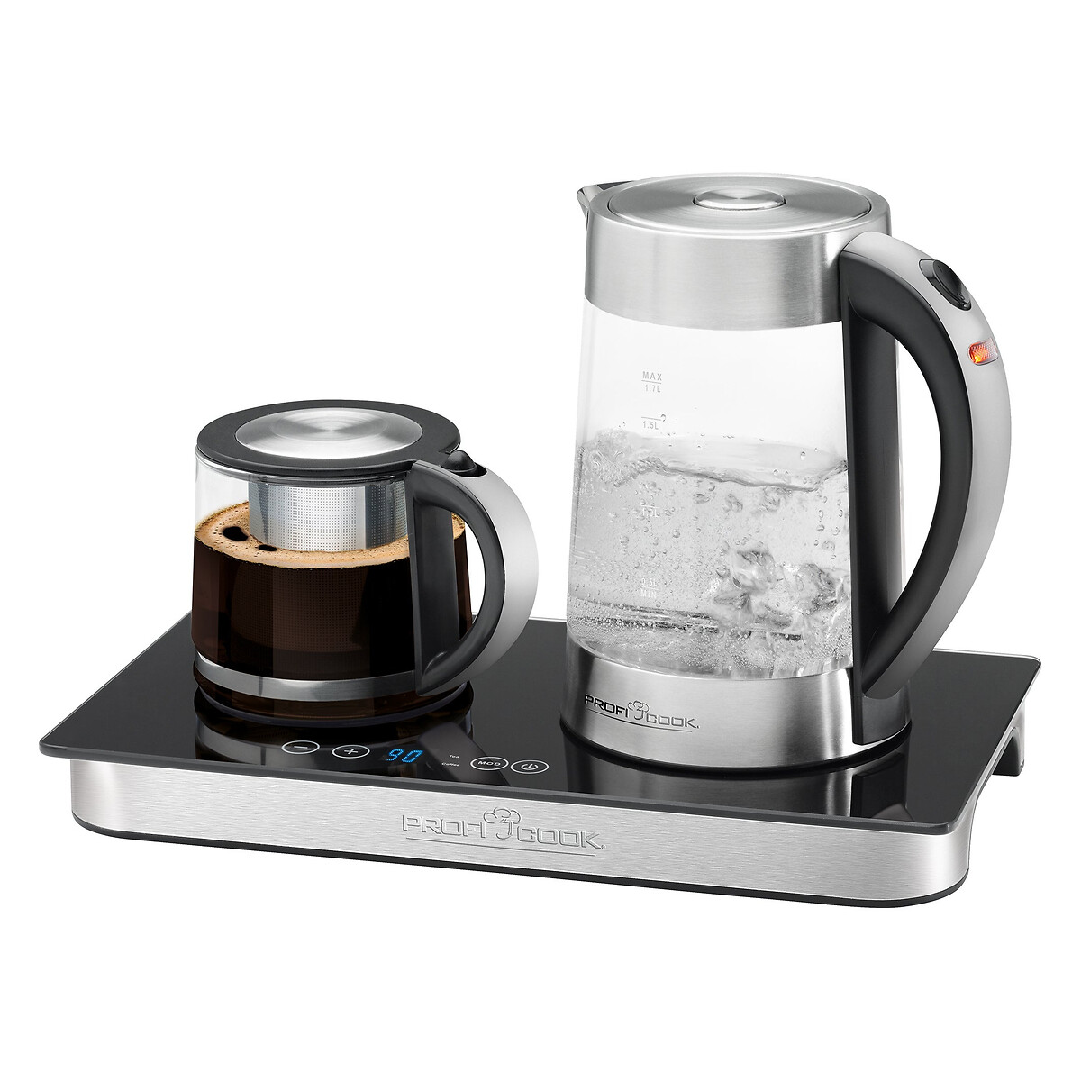Conjunto 3 em 1: Chaleira/cafeteira + Jarro elétrico, da Proficook transparente, PROFICOOK