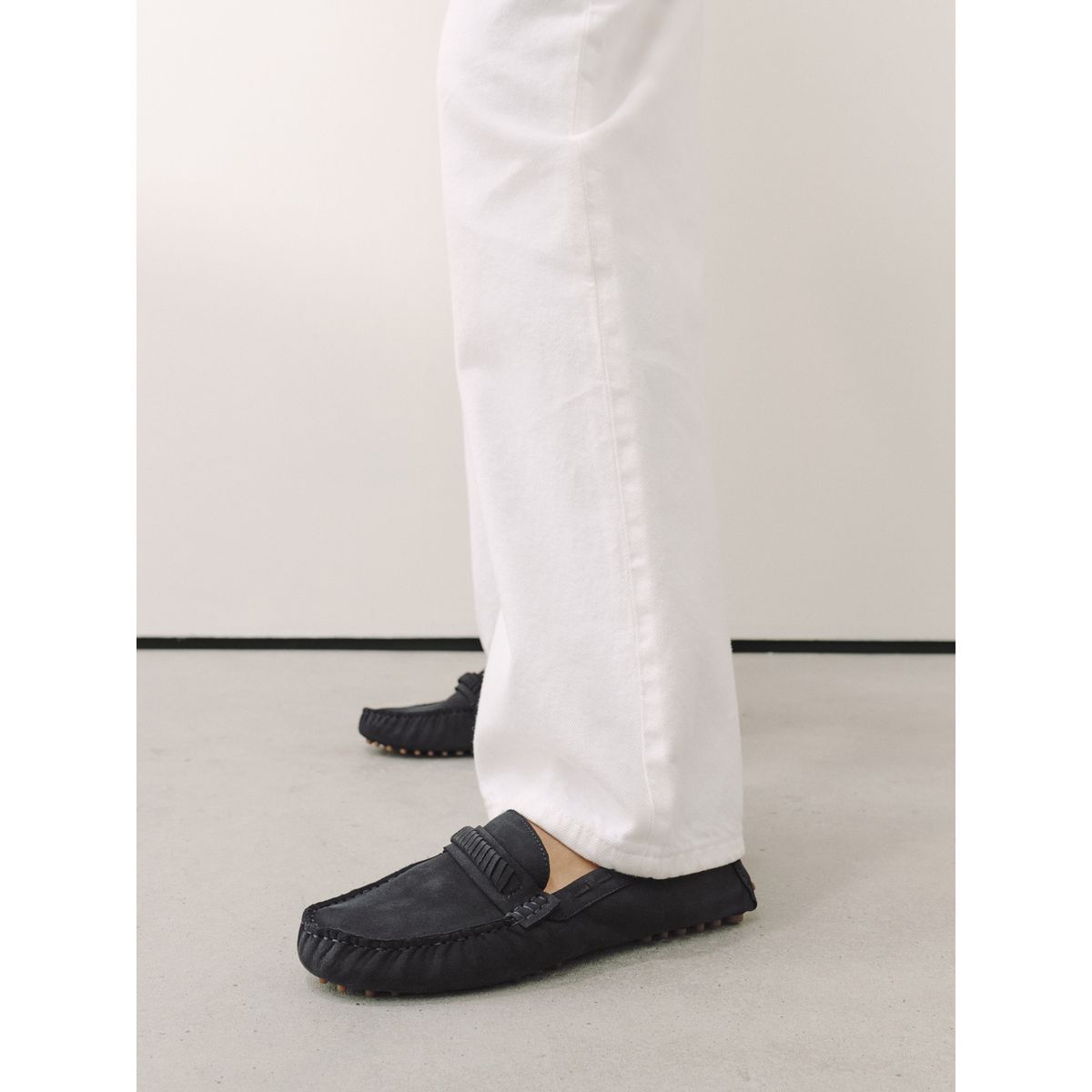 Mocassins de conduite à point feston bleu marine, NEXT