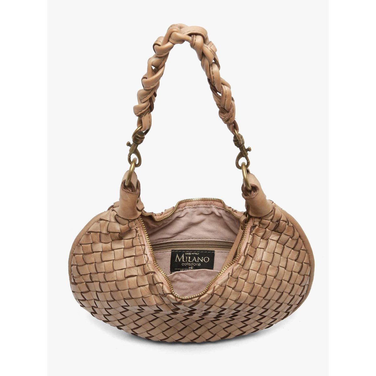Sac bandoulière Dewashed cuir taupe, MILANO