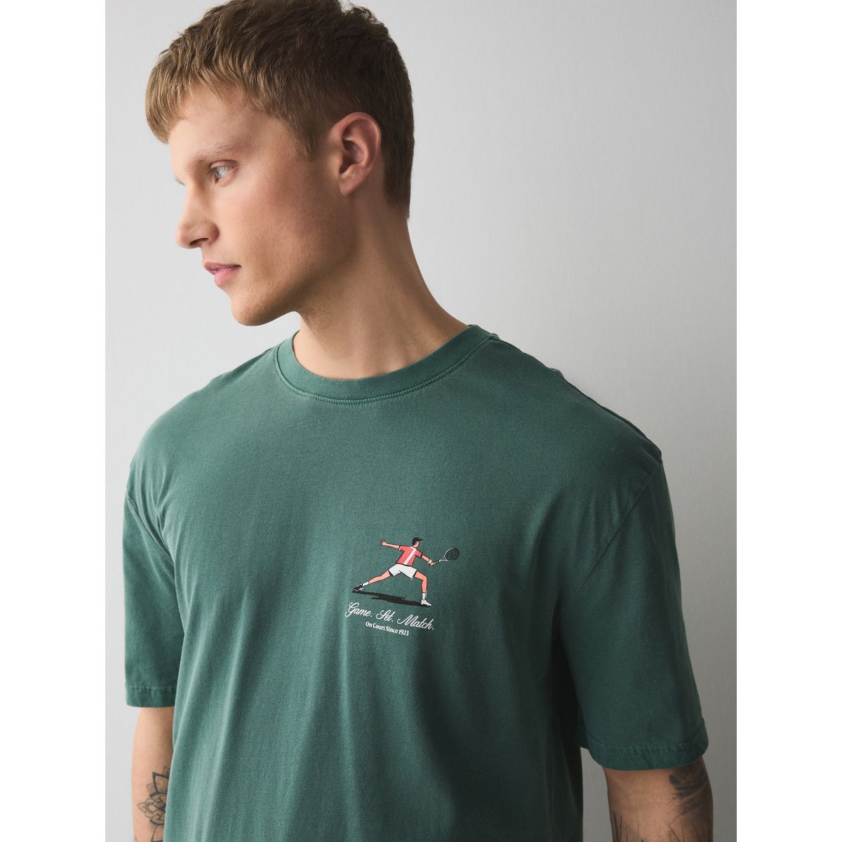T-shirt sport à imprimé sous licence tennis green dunlop, NEXT