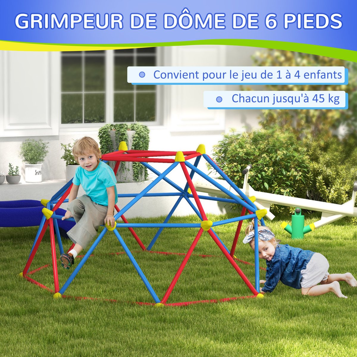 Parcours d'escalade pour enfants Métal multicolore, OUTSUNNY