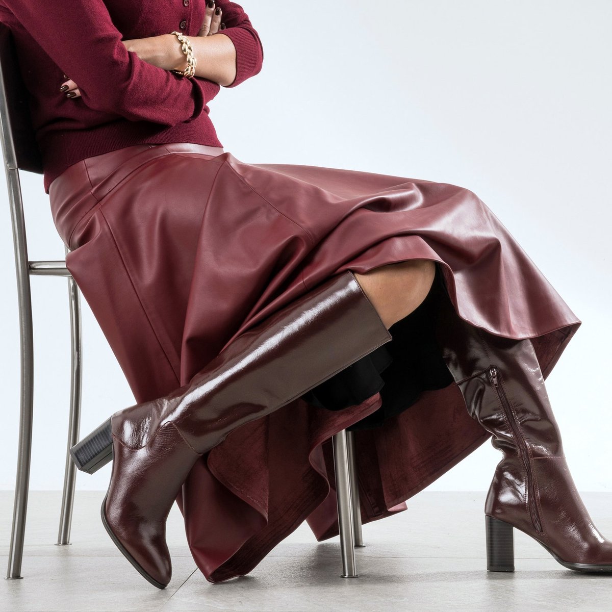 Botte À Talon en cuir MANON bordeaux, ERAM