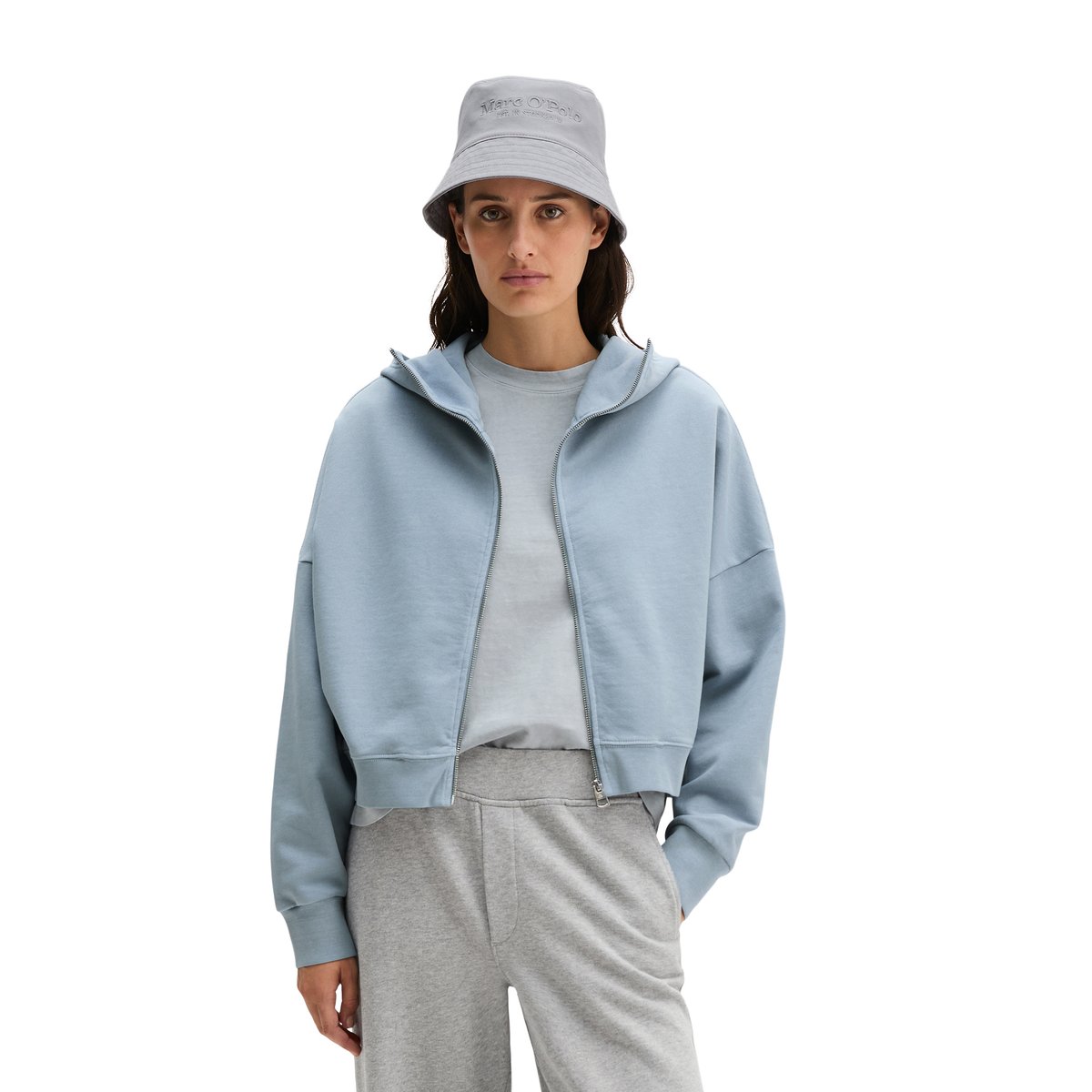 Sweat-shirt à logo relaxed avec du coton recyclé gris, MARC O'POLO