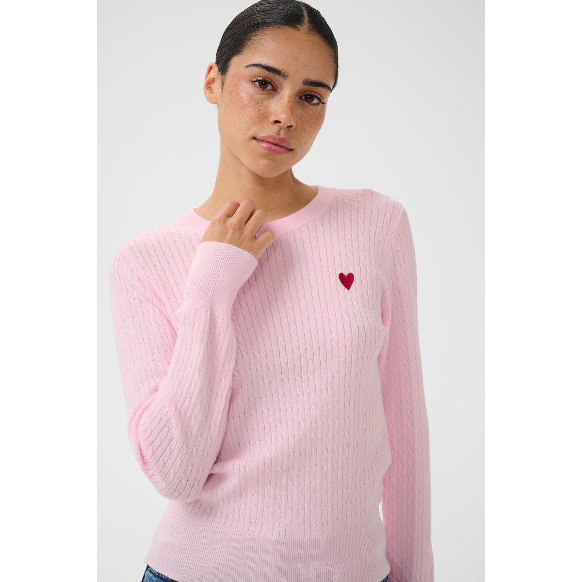 Pullover tricoté rose ballerina/red heart, KAFFE