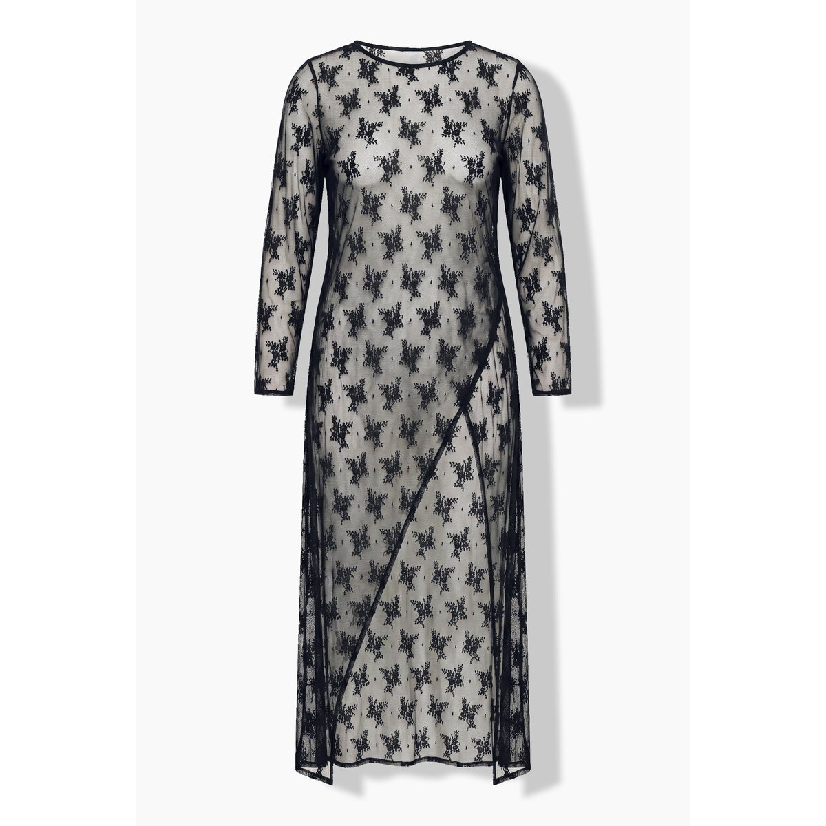 Robe maxi en dentelle, coupe évasée noir, ULLA POPKEN