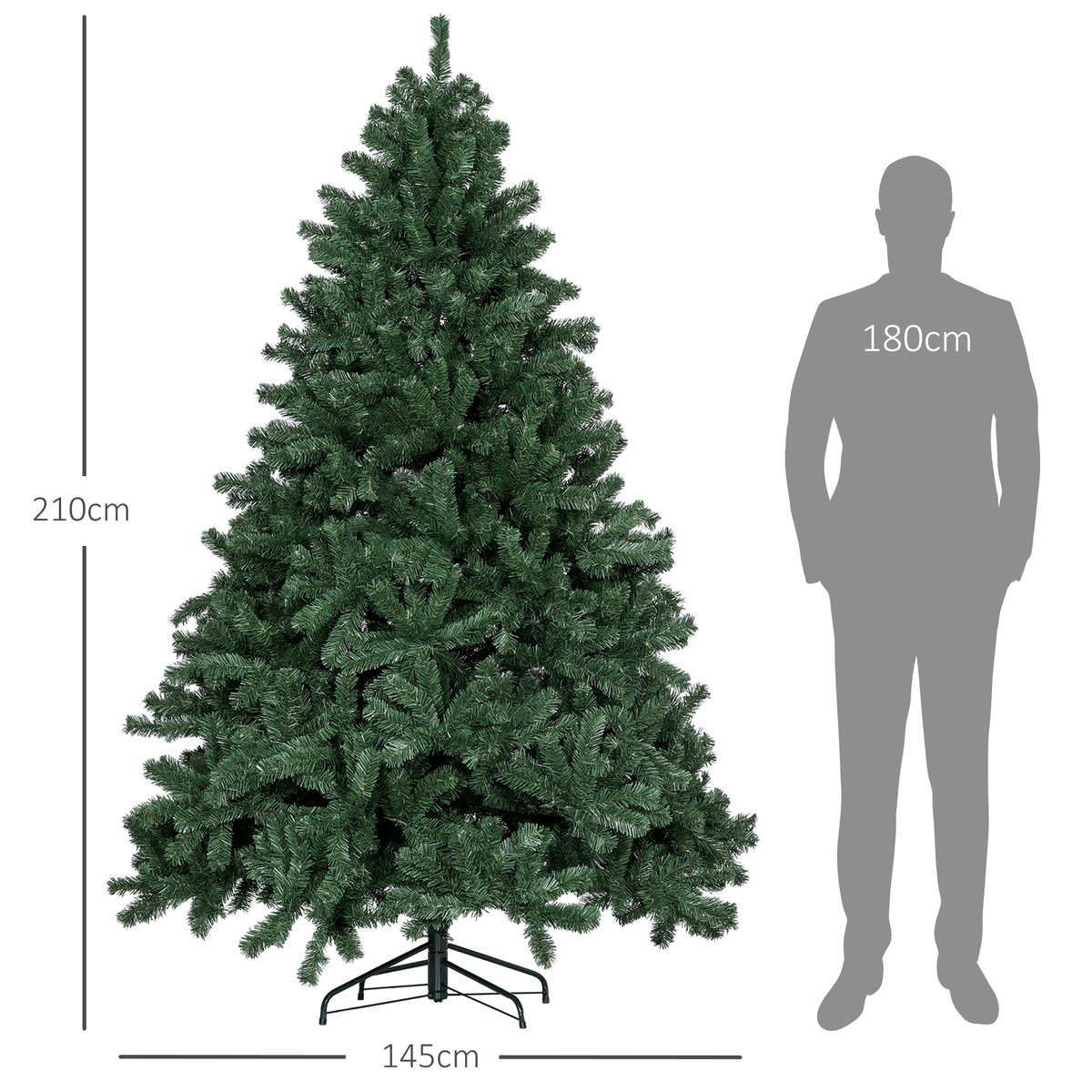 Sapin de Noël Plastique Vert vert, HOMCOM