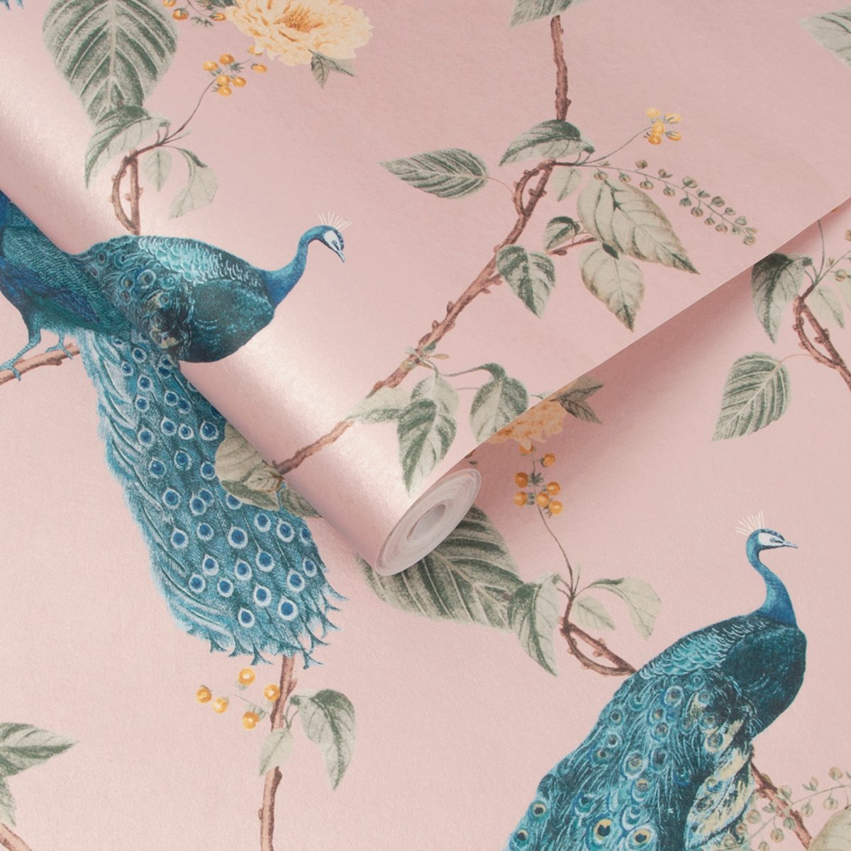 Papier peint Resplendence Blush rose, bleu, GRAHAM ET BROWN