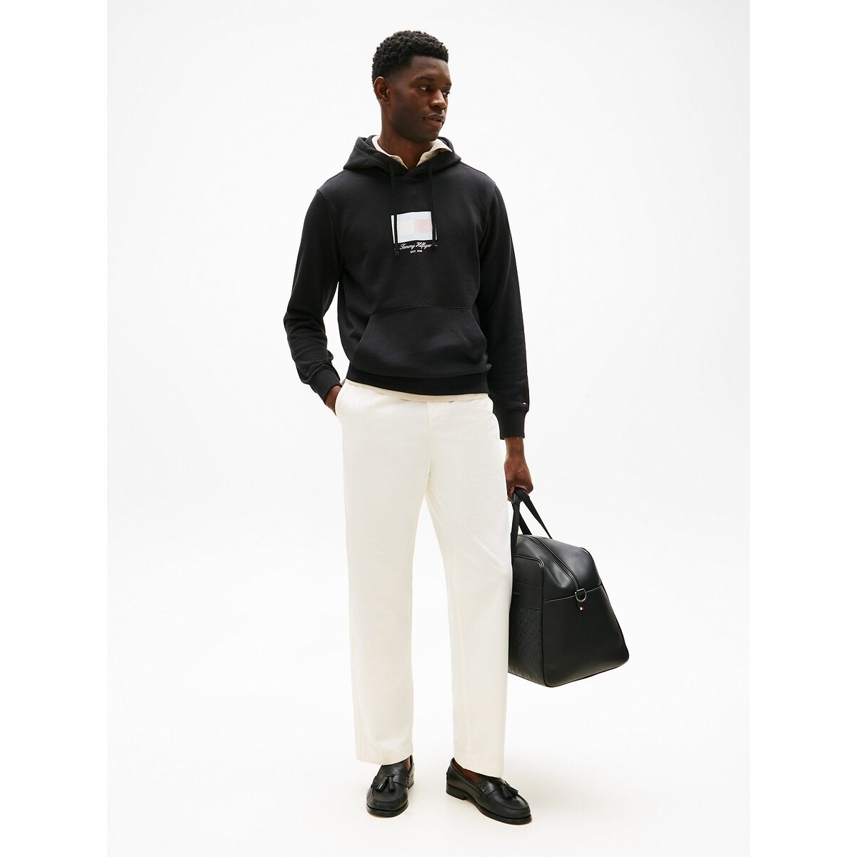 Sweat à capuche logo flag noir, TOMMY HILFIGER