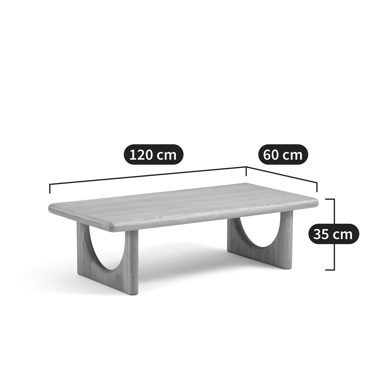 Table basse chêne massif et placage chêne, Douve naturel, LA REDOUTE INTERIEURS