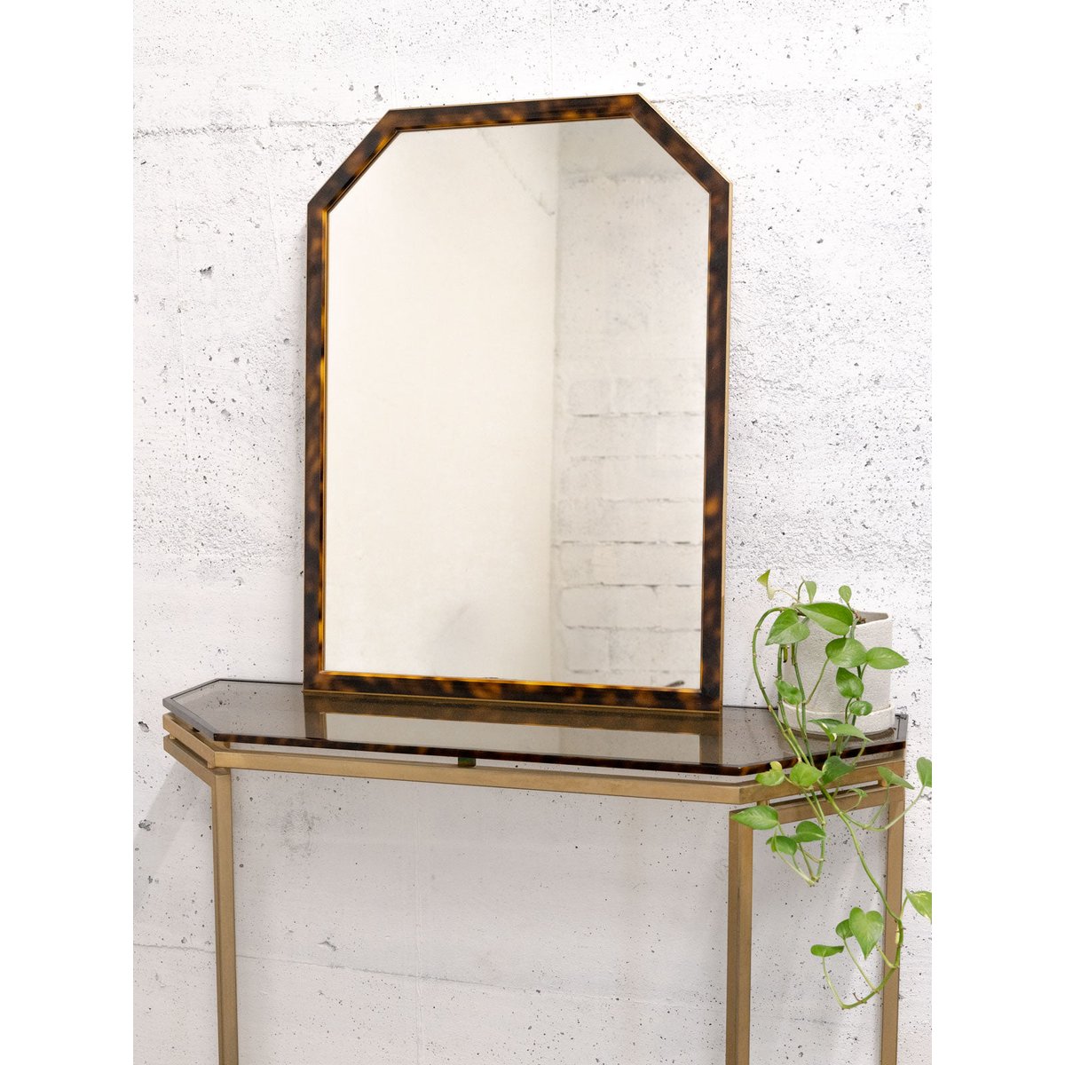 Console coiffeuse avec miroir imitation écaille de tortue Louise N°318 - Bon état miroir, DEBONGOUT