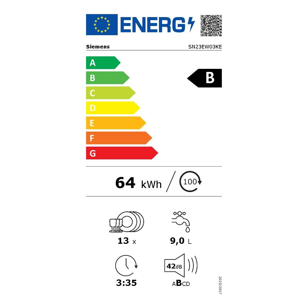 Lave vaisselle 60 cm SN23EW03KE couleur unique, SIEMENS