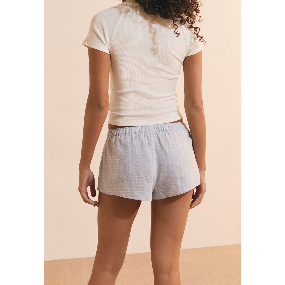 Short de pyjama à carreaux en coton RAISA bleu, ETAM