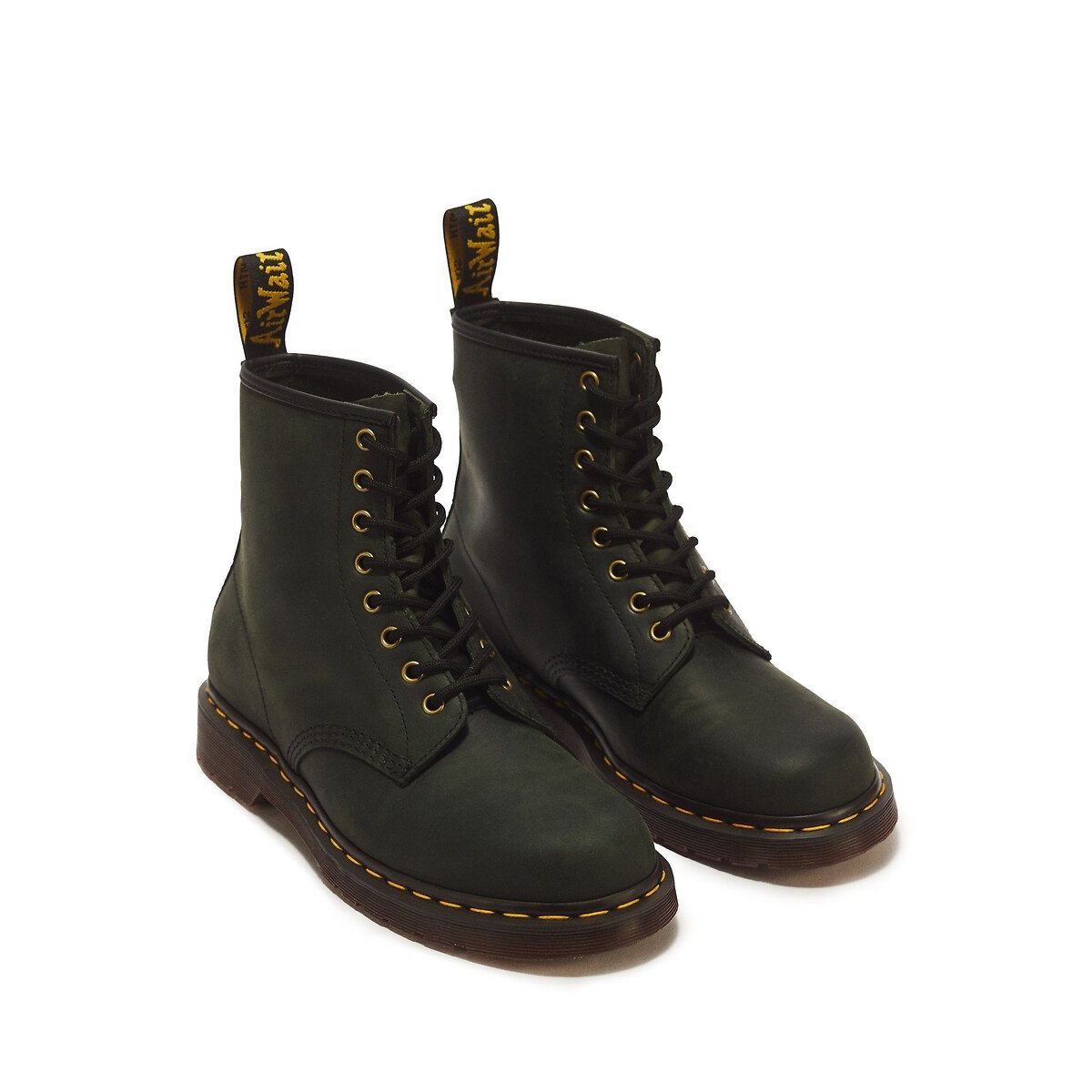 Boots 1460 DMs en cuir Crazy Horse vert foncé, DR. MARTENS