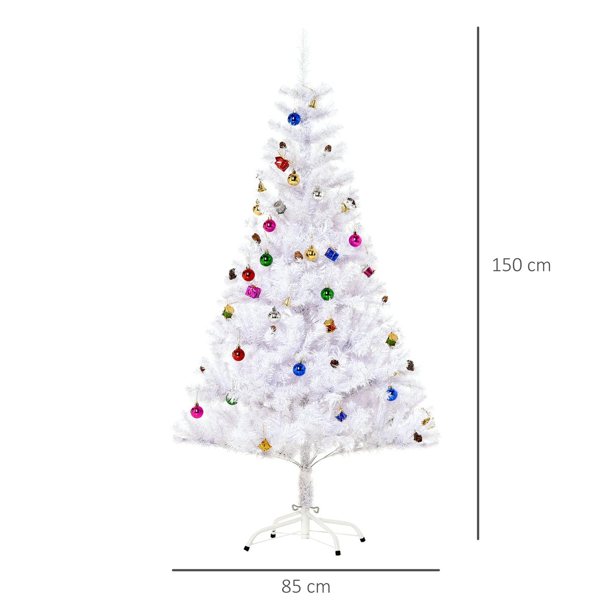 Sapin de Noël Plastique Blanc blanc, HOMCOM