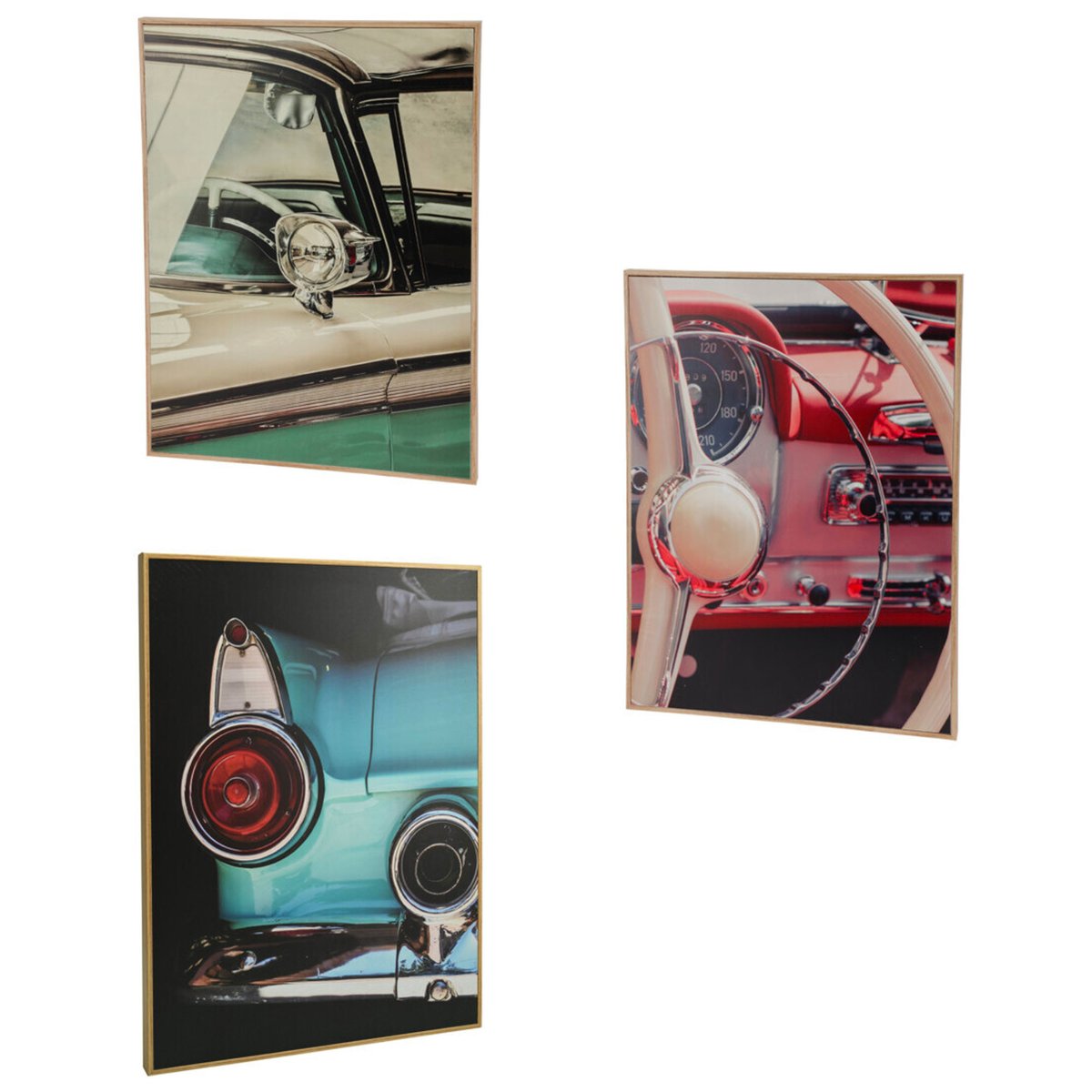 Set de 3 tableaux photo voitures 38x28cm multicolore, WADIGA