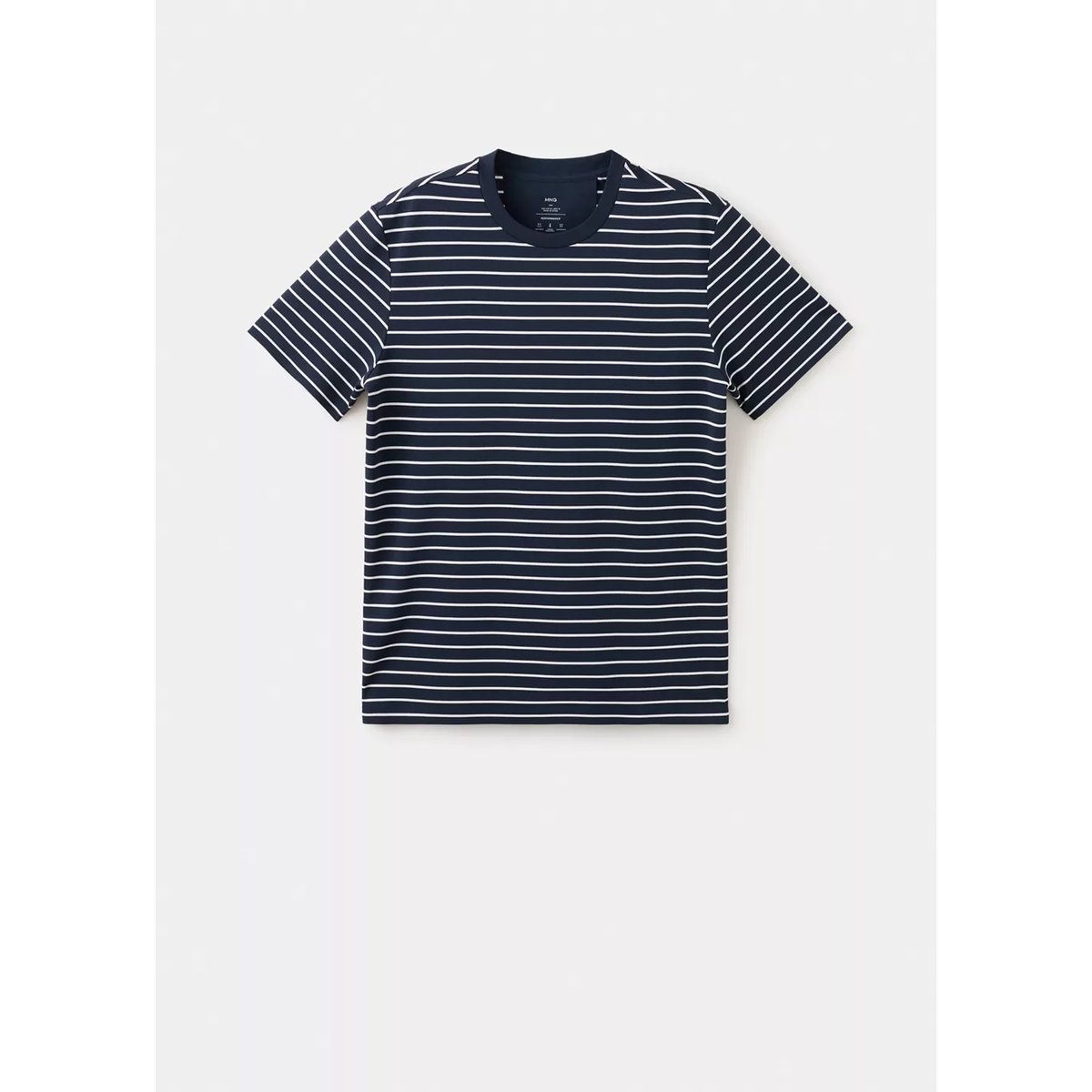 T-shirt slim-fit rayures COOLMAX® bleu marine, MANGO MAN