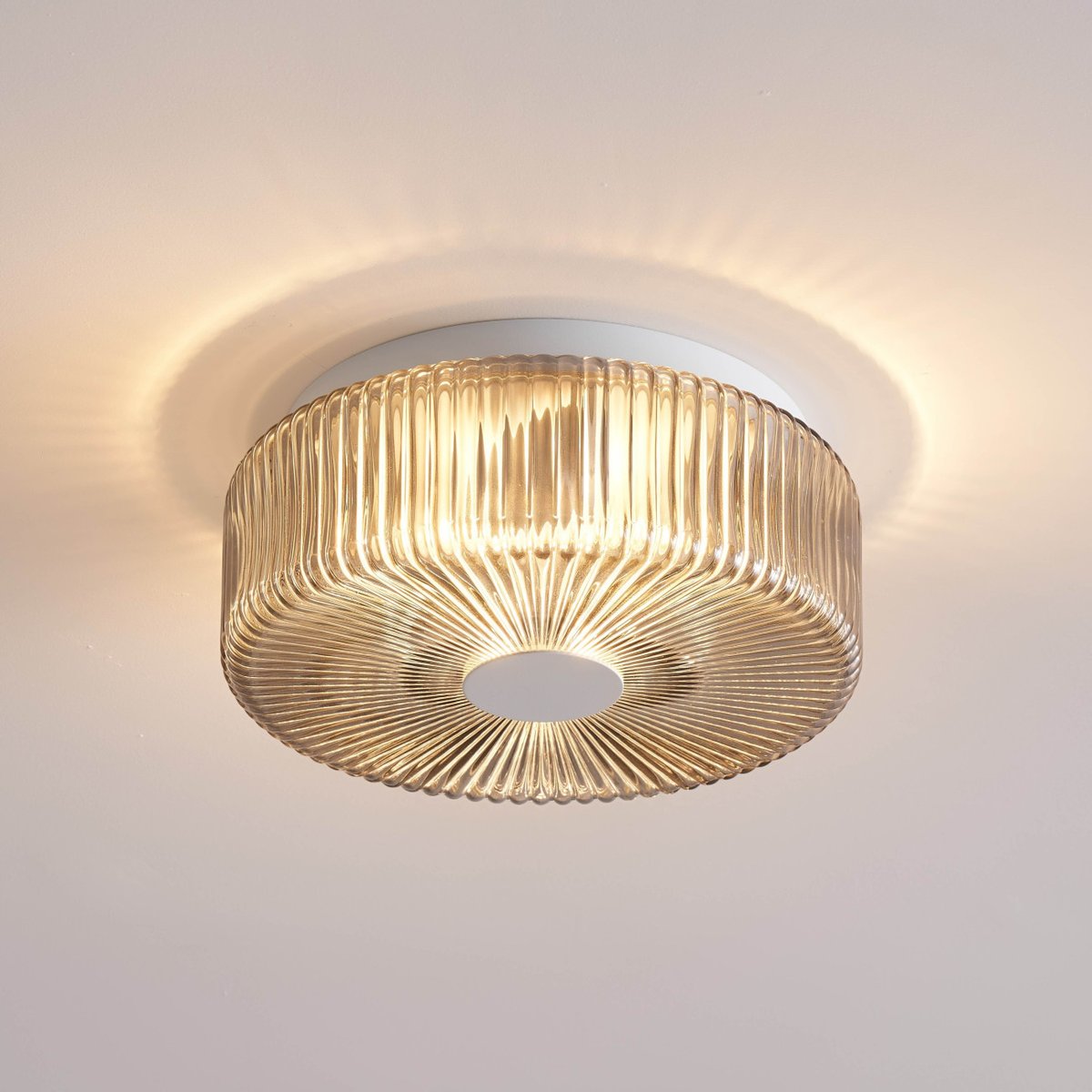 Plafonnier décoratif en verre texturé - PAOLINA gris fumé et blanc, KOSILUM