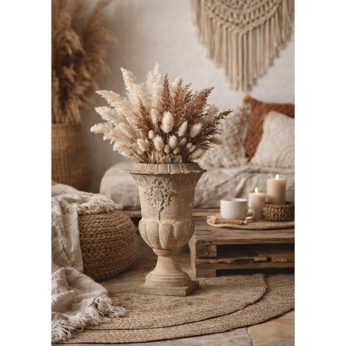 Vase décoratif en magnésie - VICTORIA beige, MATHI DESIGN