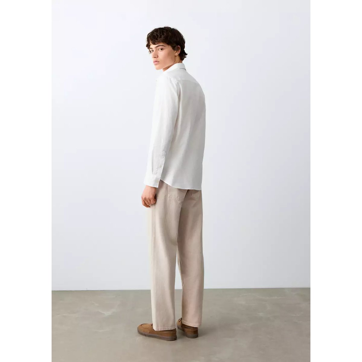 Chemise droite lin blanc cassé, MANGO TEEN