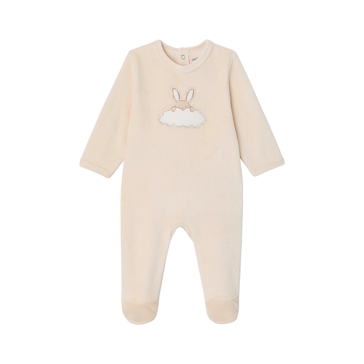 Pyjama naissance en velours écru, VERTBAUDET