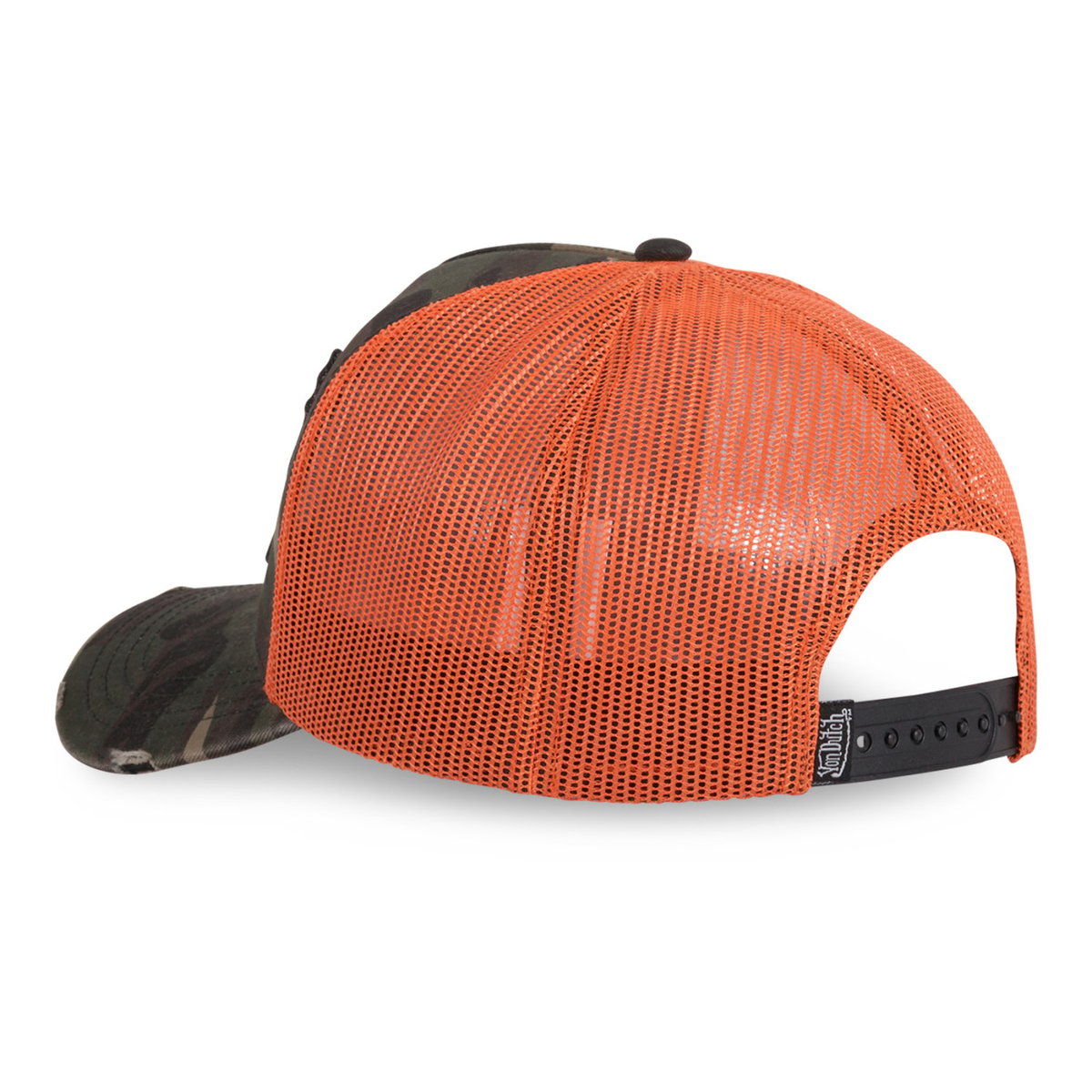 Casquette trucker x Schott NYC kaki/orange/marron, VON DUTCH