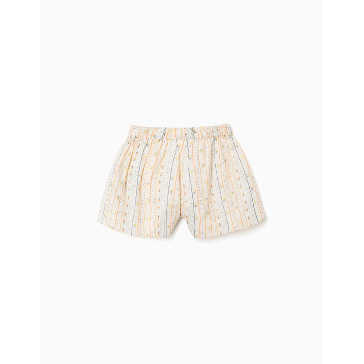 Short en coton avec fleurs et taille élastiquée beige clair, ZIPPY