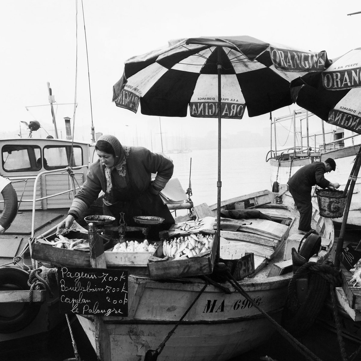 Photo ancienne de Marseille - Le marché aux poissons tableau alu dibond, HEXOA