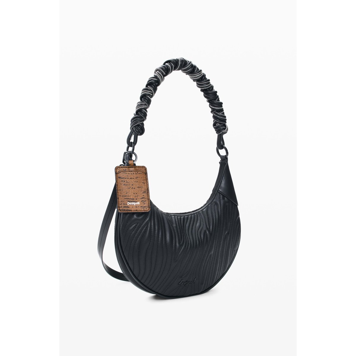 Sac moyen ovale en relief noir, DESIGUAL