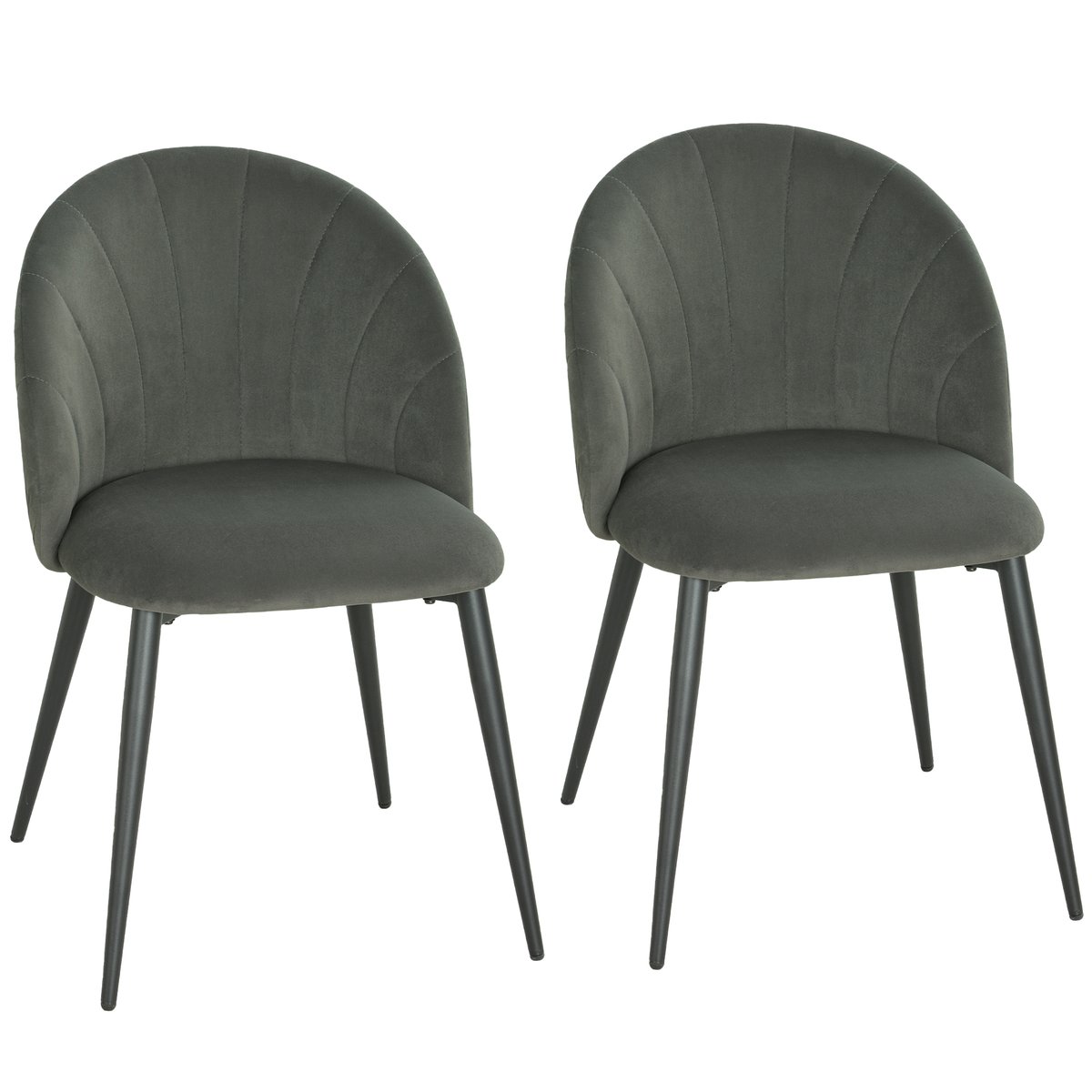 Chaise de salle à manger Velours (100 % gris et noir, HOMCOM
