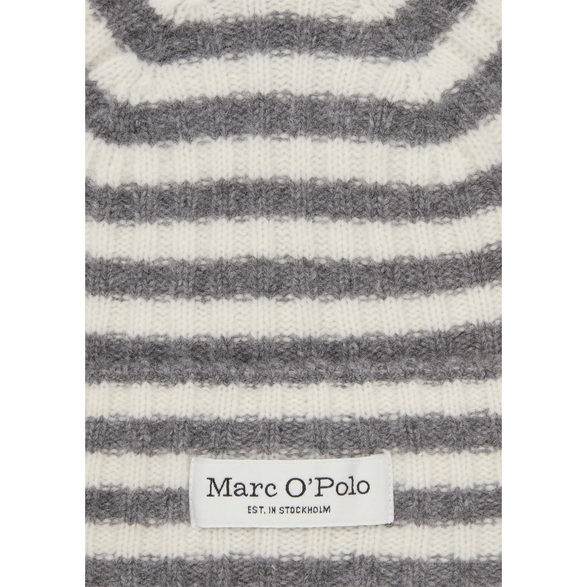 Bonnet rayé en mélange de laine moelleuse gris, MARC O'POLO