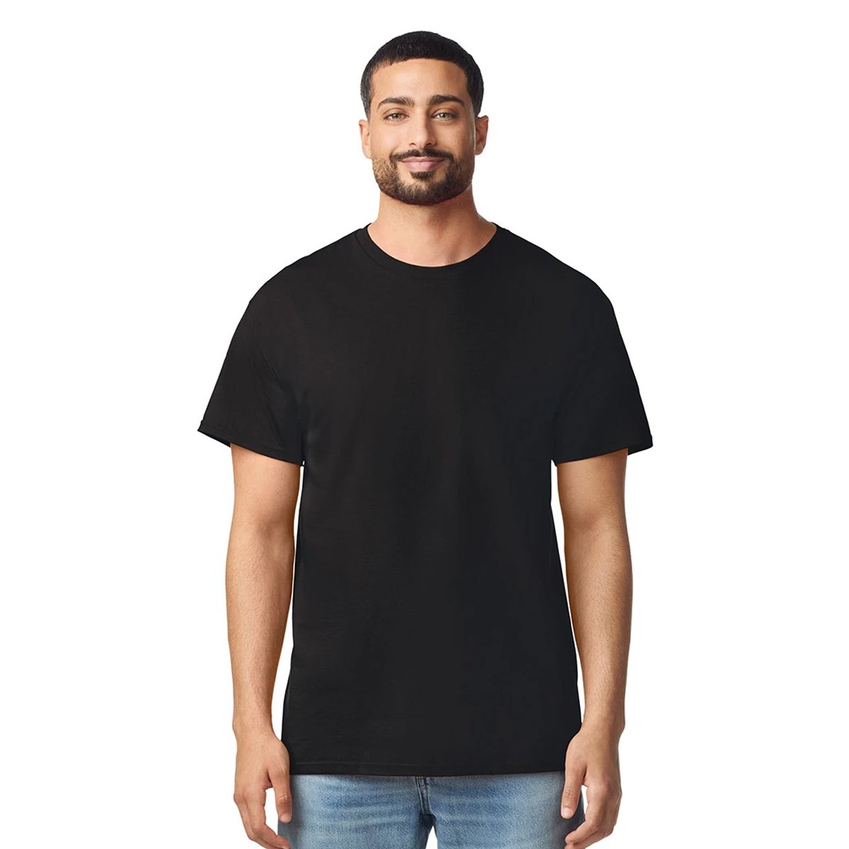 T-shirt uni manches courtes en coton noir, GILDAN