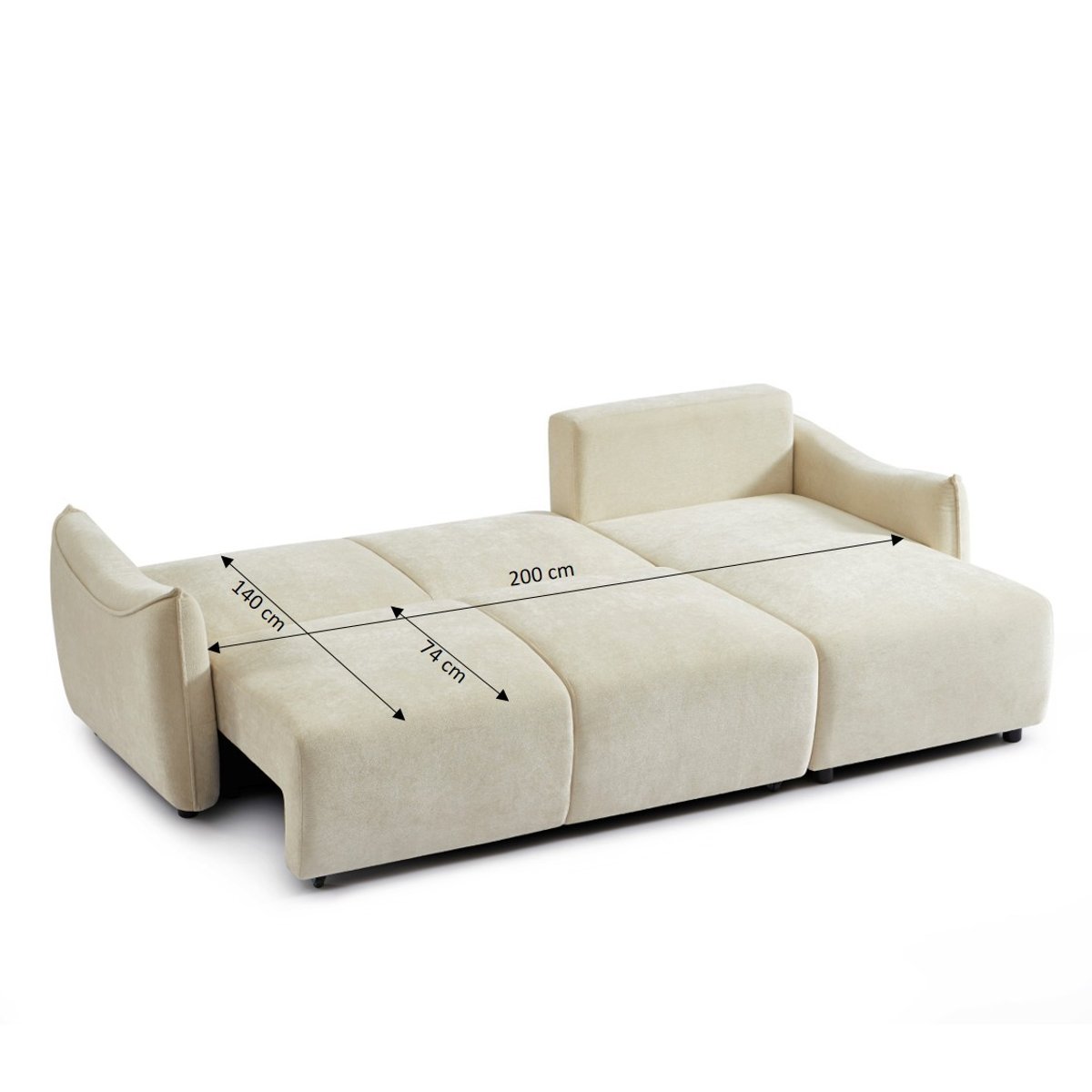 Canapé d'angle convertible tissu  OPALINE beige, BAÏTA