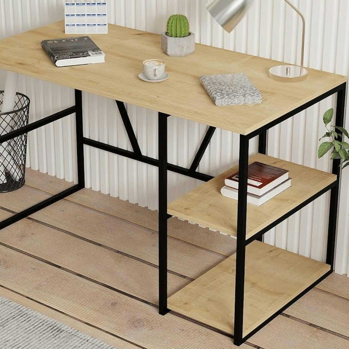 Bureau 120 cm 2 niches JENA chêne, PIER IMPORT