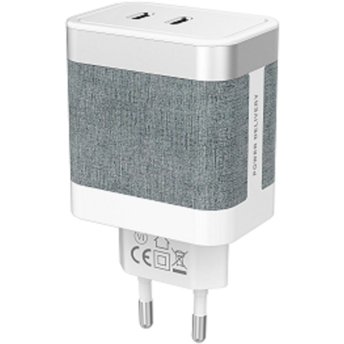 Chargeur ordinateur portable 65W charge rapide 2 USB-C blanc, ADEQWAT