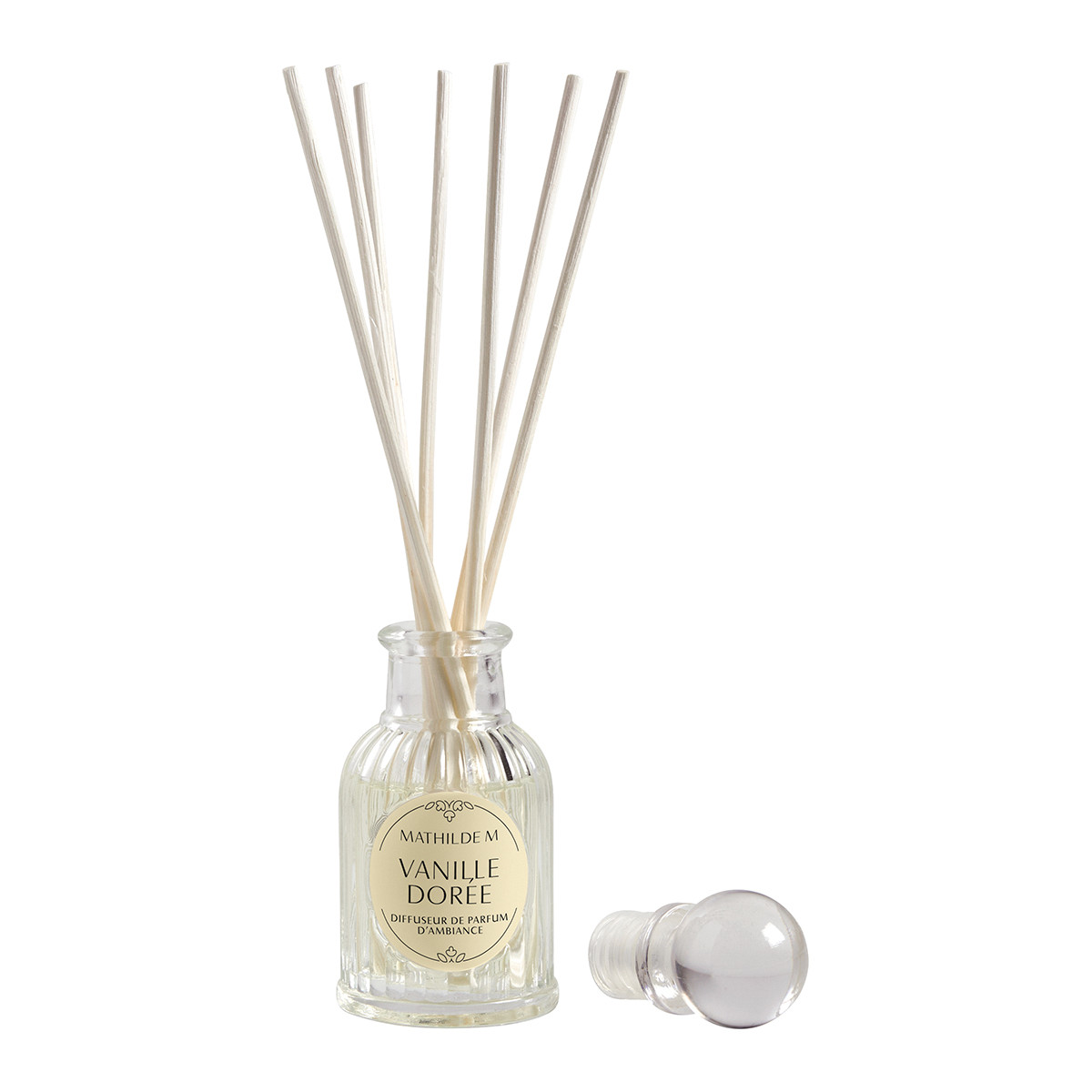 Coffret diffuseur bougie décor Vanille Dorée jaune, MATHILDE M
