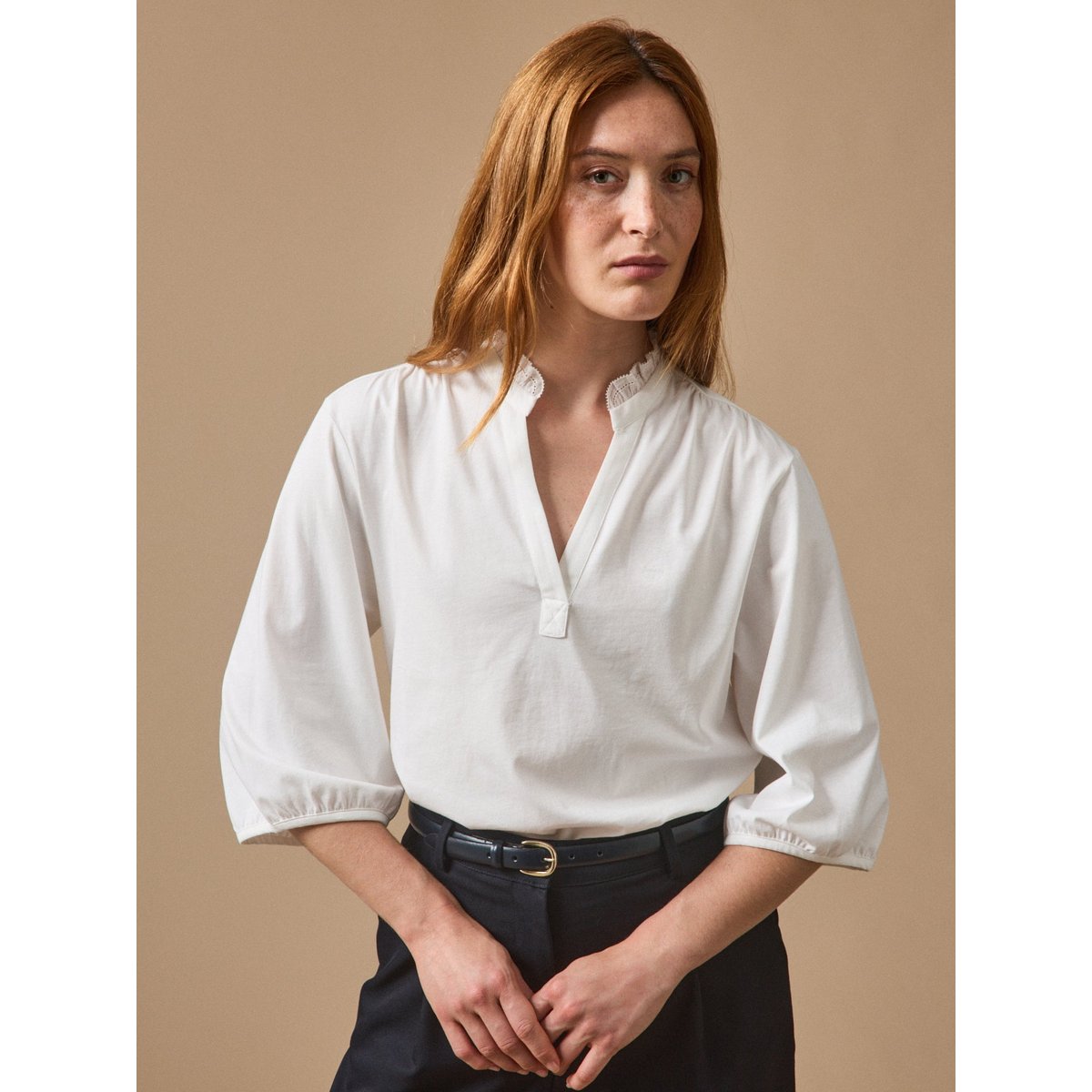 T-shirt blouse coton biologique blanc, CYRILLUS
