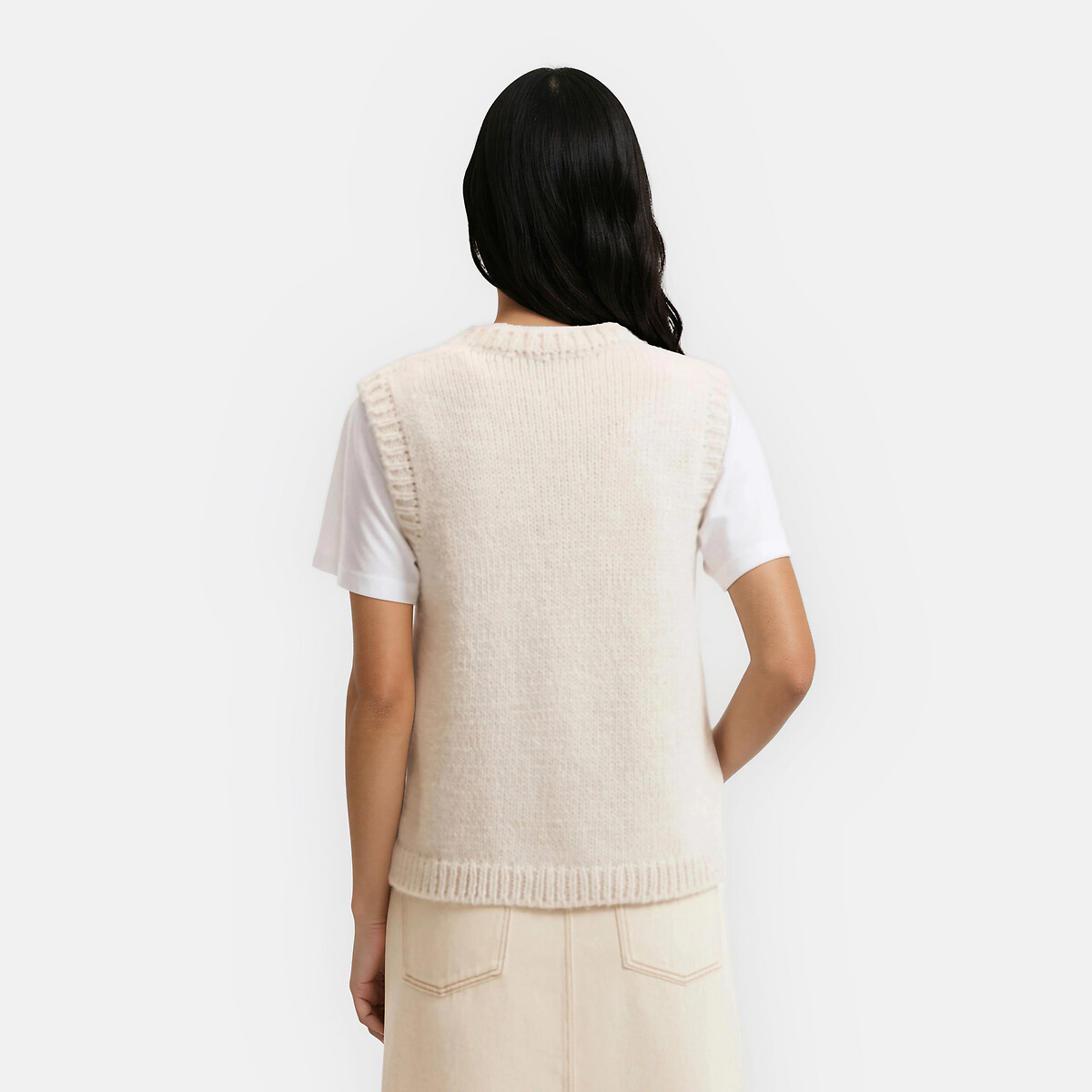 Colete com gola redonda cru, LA REDOUTE COLLECTIONS