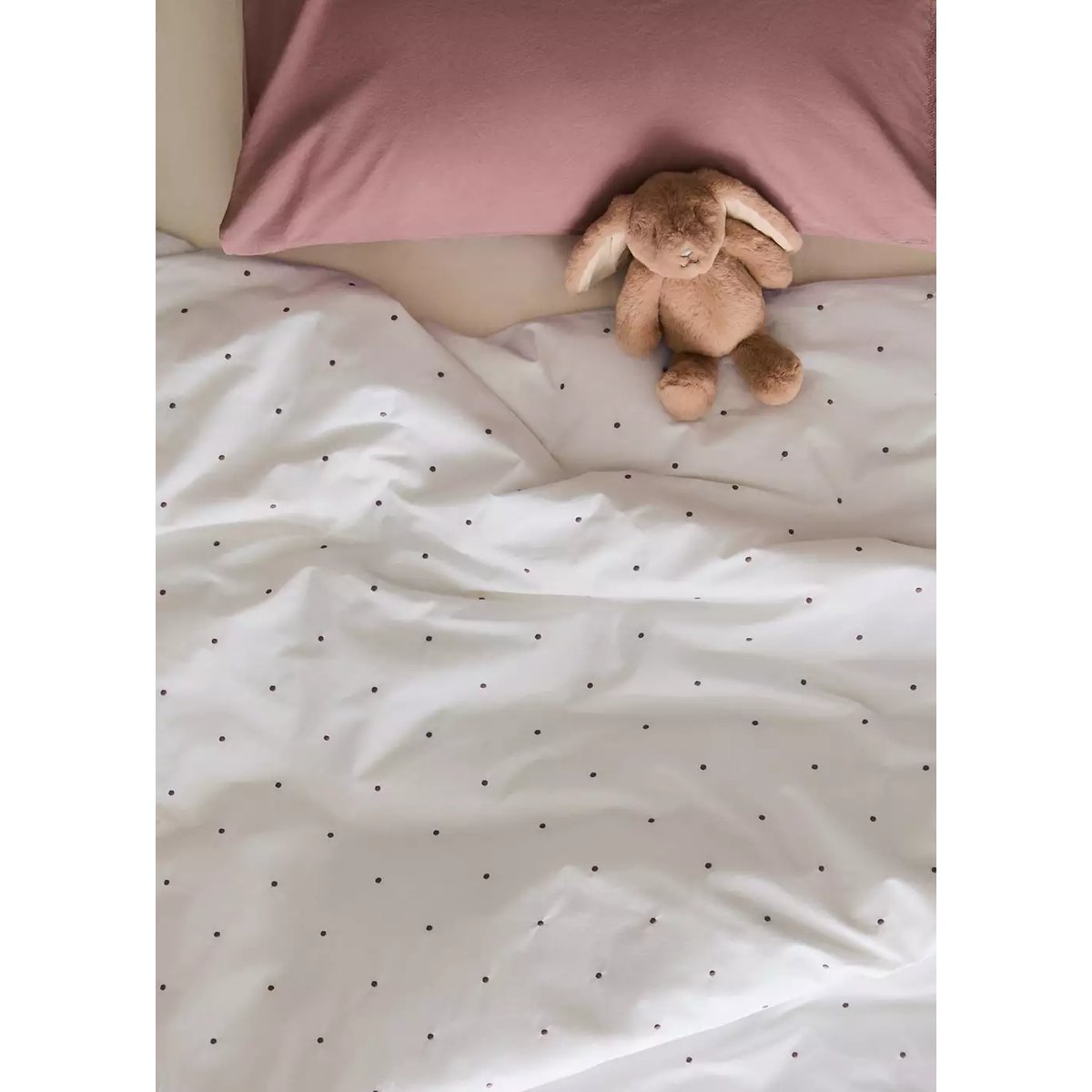 Housse de couette percale de coton plumetis lit 90 cm marron moyen, MANGO HOME