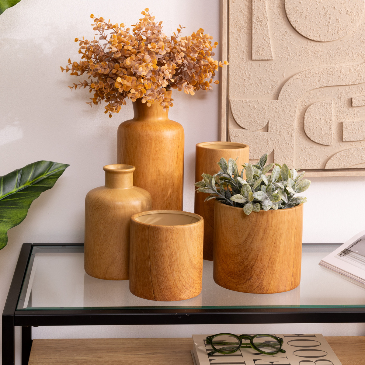 Vase en céramique effet bois SAO marron, ATMOSPHERA