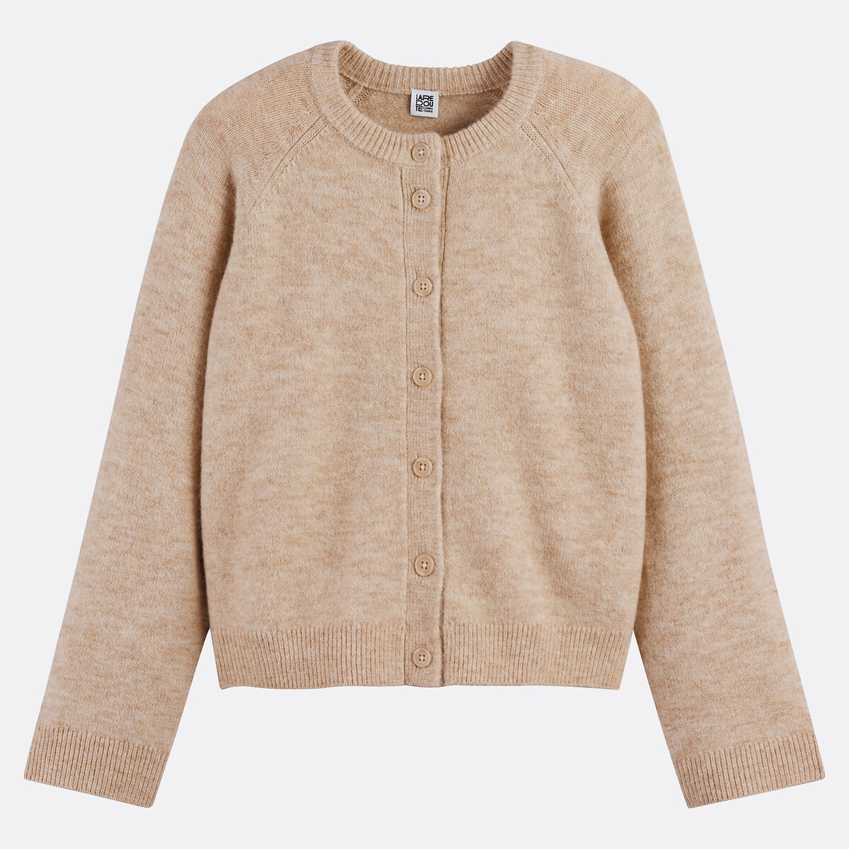 Cardigan col rond en grosse maille beige chiné, LA REDOUTE COLLECTIONS