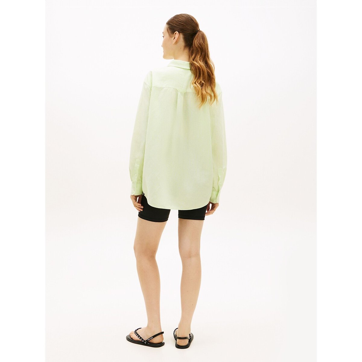 Camicia in misto lino verde limone , TOMMY JEANS