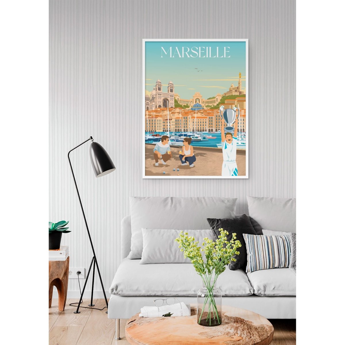 Affiche ville Marseille 6 Mix blanc, L'AFFICHERIE