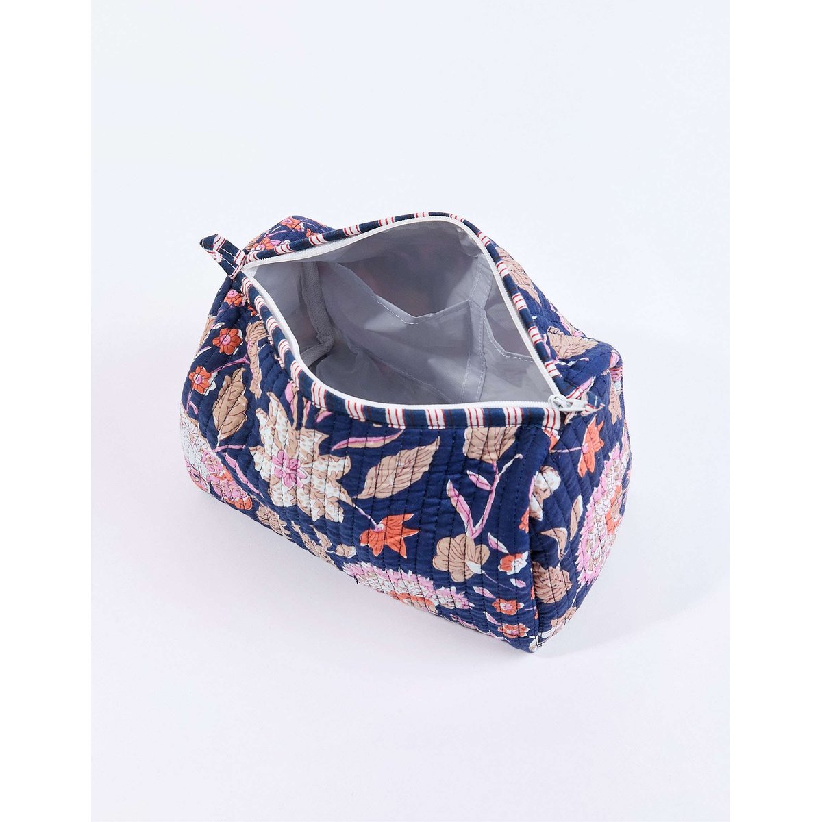 Trousse zippée coton imprimé AURA bleu ganga, LA FIANCÉE