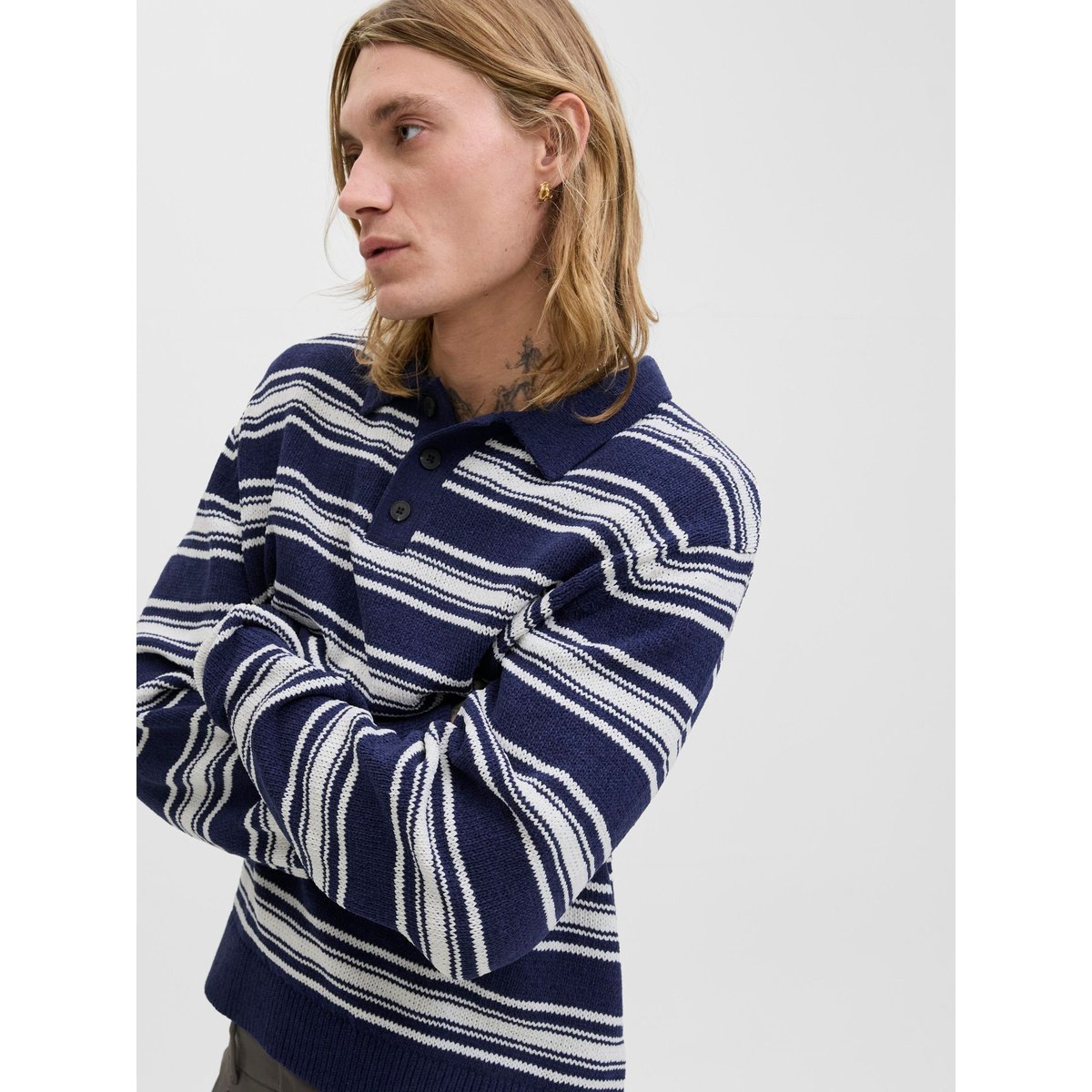 Polo Tricoté bleue - ocean cavern 1, JACK & JONES