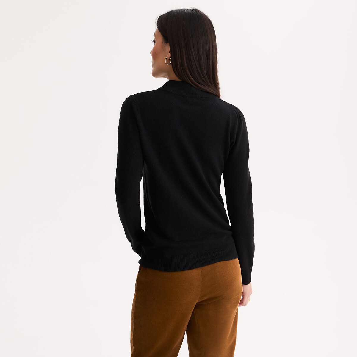 High Neck Jumper in Soft Knit black, ANNE WEYBURN