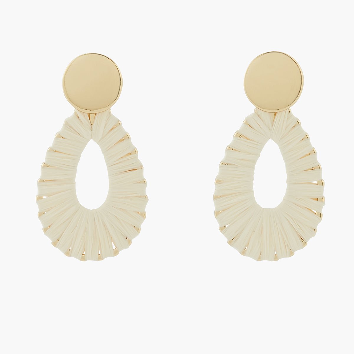 Boucles d'oreilles longues raphia ivoire blanc, BALABOOSTE